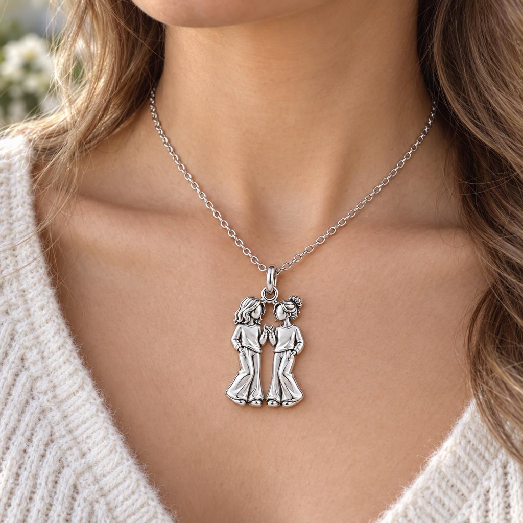 Pinky Swear Soul Sisters Charm Necklace Set – worn / in use