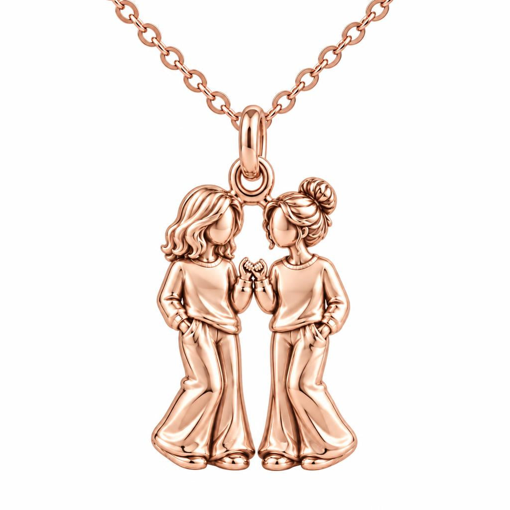 Pinky Swear Soul Sisters Charm Necklace Set – rose gold, front view