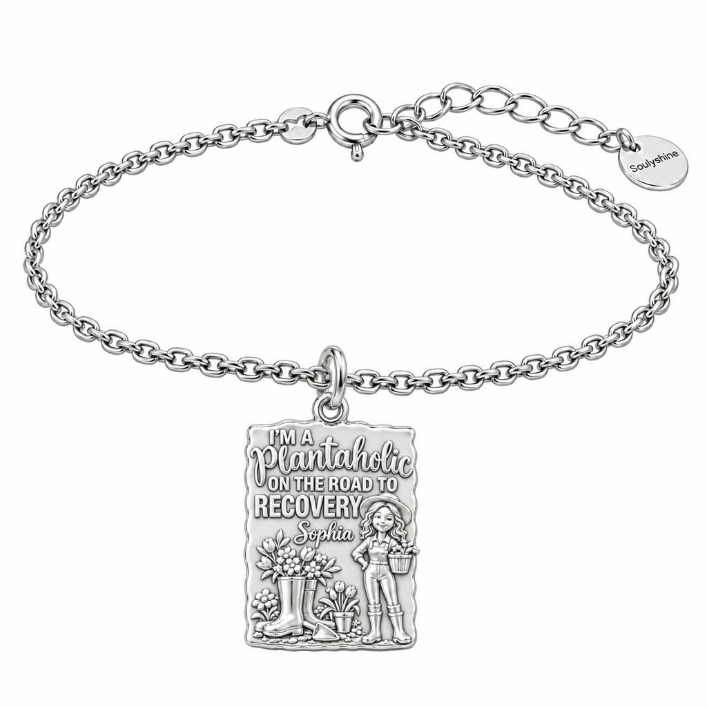 Plantaholic Recovery Charm Bracelet Set – silver, front view