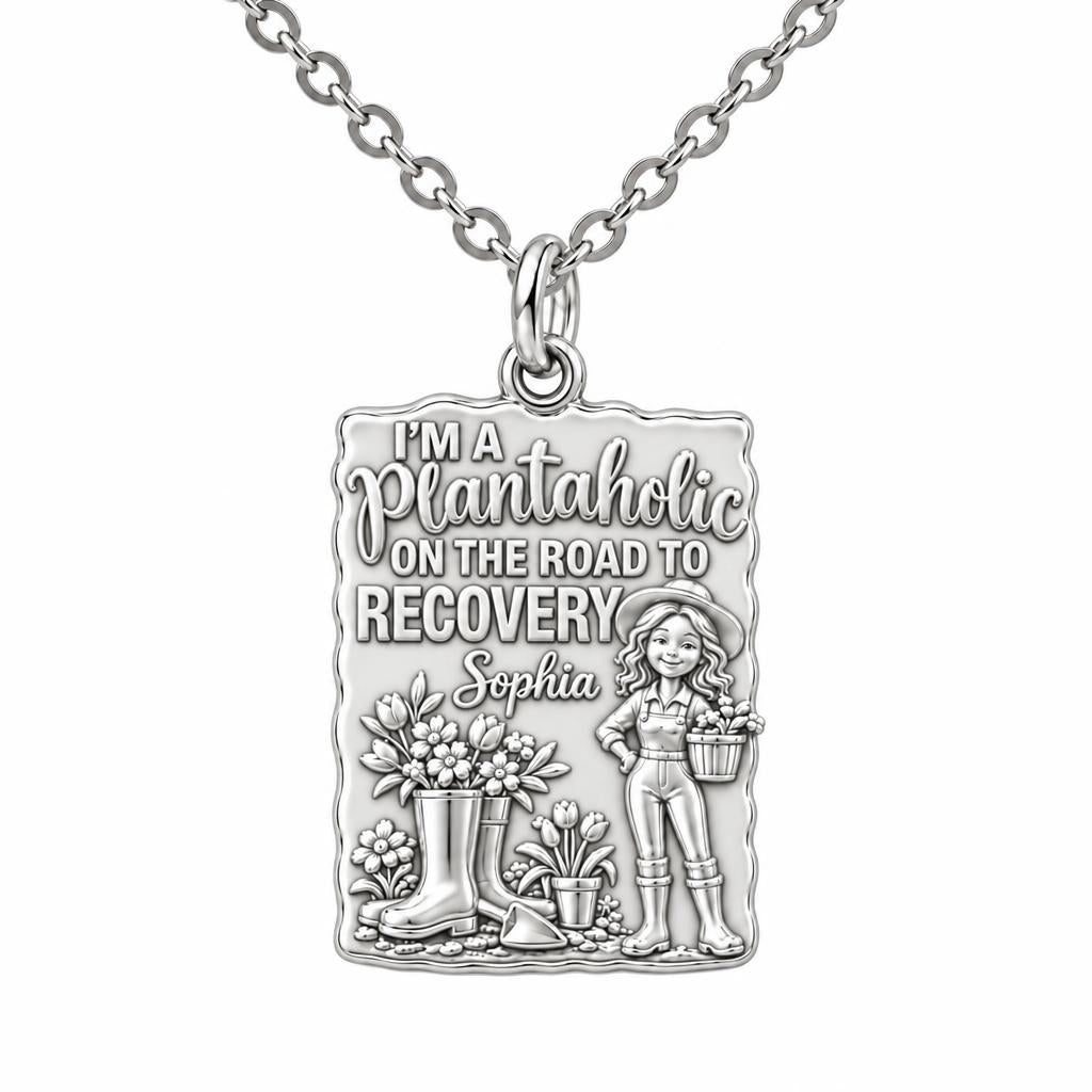 Plantaholic Recovery Charm Necklace Set – silver, front view