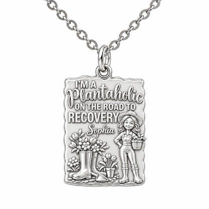 Plantaholic Recovery Charm Necklace Set – silver, front view
