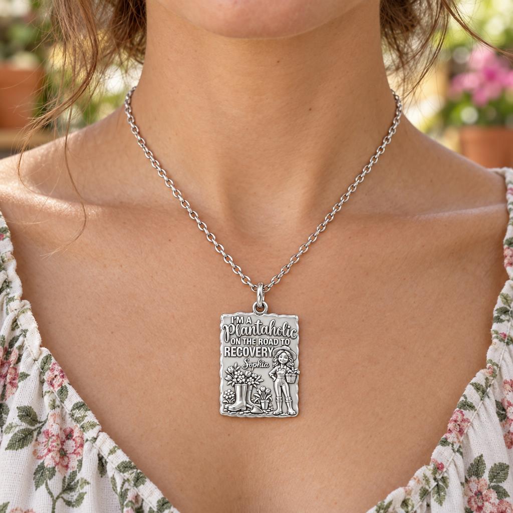 Plantaholic Recovery Charm Necklace Set – worn / in use