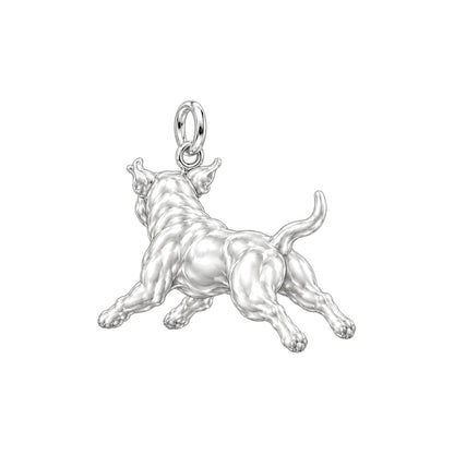 Playful Amstaff Spirit Charm Bracelet – Personalized Dog Mom Gift – back of the charm, engraving area