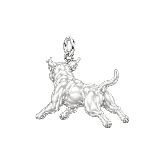 Playful Amstaff Spirit Charm Bracelet – Personalized Dog Mom Gift – back of the charm, engraving area