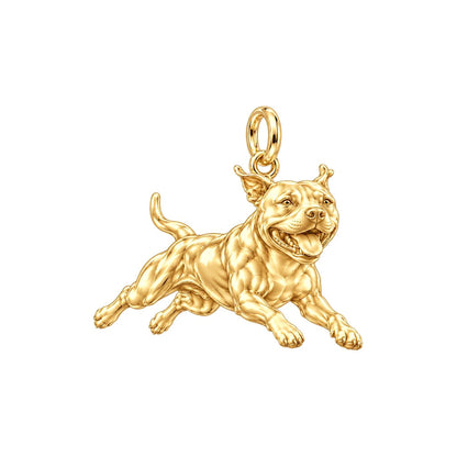 Playful Amstaff Spirit Charm Bracelet – Personalized Dog Mom Gift – 18K gold charm, front view