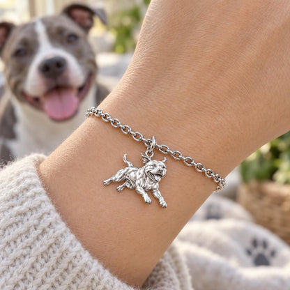 Playful Amstaff Spirit Charm Bracelet Set – worn / in use