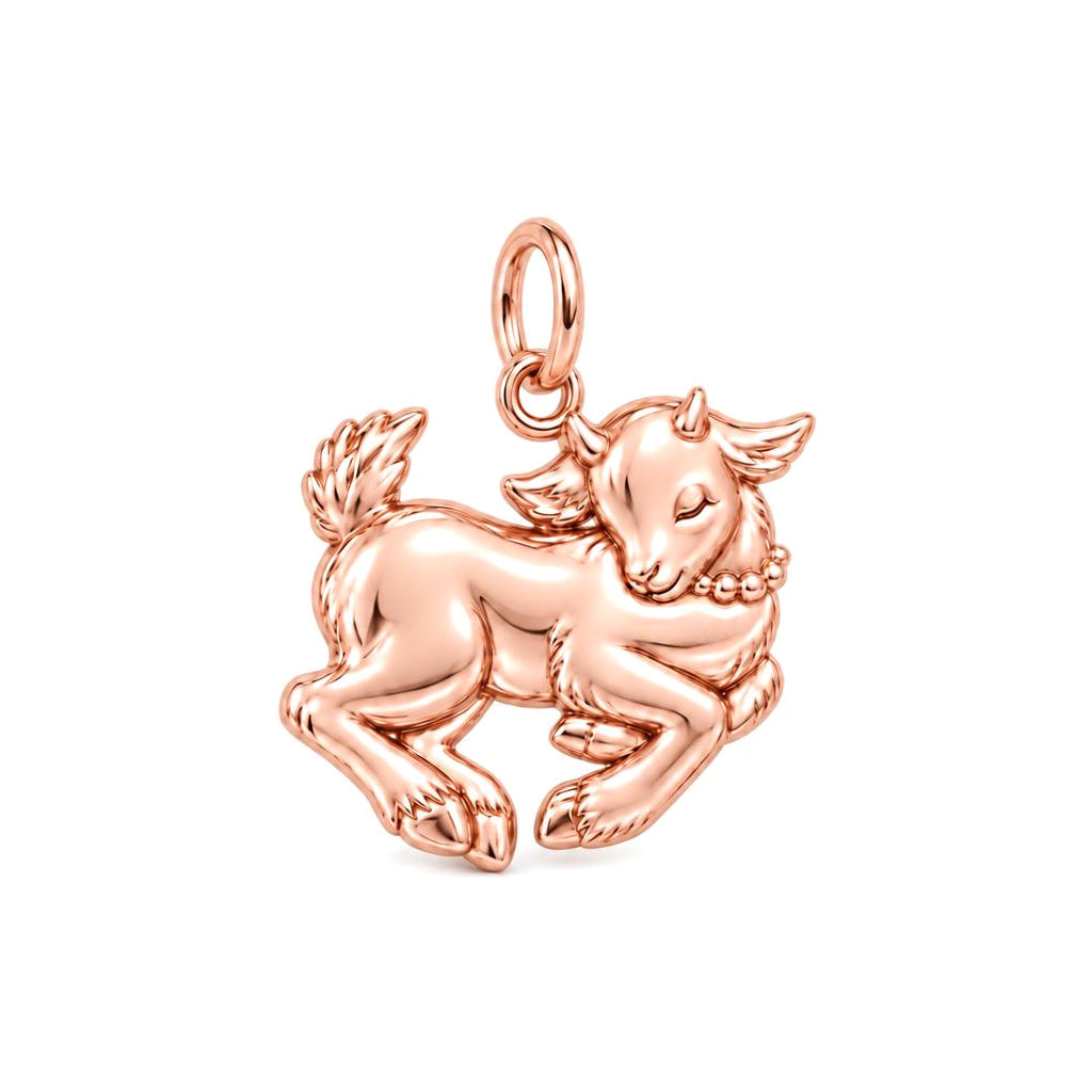 Playful Baby Goat Charm Bracelet – rose gold charm, front view