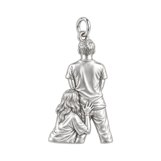 Playful Couple Squeeze Charm Bracelet – Personalized Couple Gift – back of the charm, engraving area