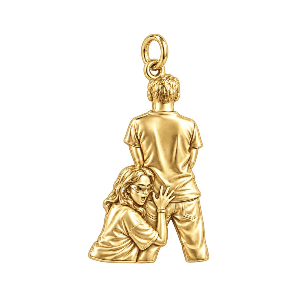 Playful Couple Squeeze Charm Bracelet – Personalized Couple Gift – 18K gold charm, front view