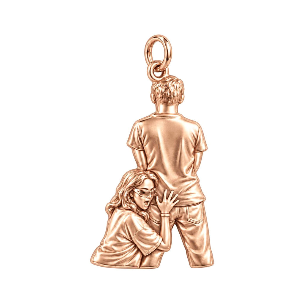 Playful Couple Squeeze Charm Bracelet – Personalized Couple Gift – rose gold charm, front view