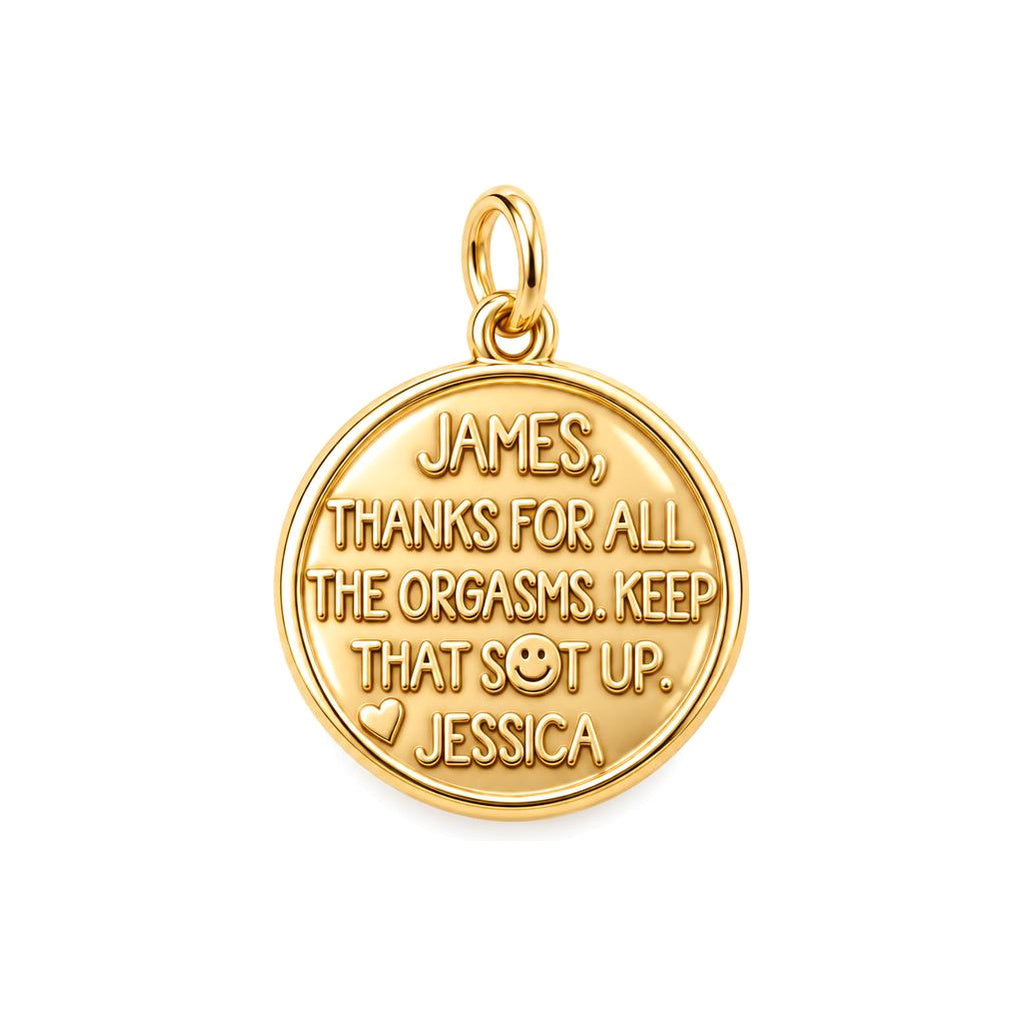 Playful Gratitude Token Charm Bracelet – Personalized Couple Gift – 18K gold plated 3 cm charm, front view