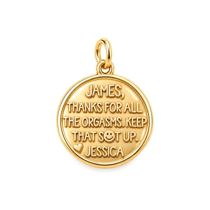 Playful Gratitude Token Charm Bracelet – Personalized Couple Gift – 18K gold plated 3 cm charm, front view