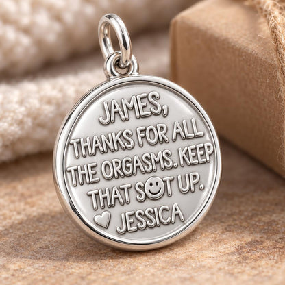 Playful Gratitude Token Charm Bracelet – Personalized Couple Gift – macro detail of the charm
