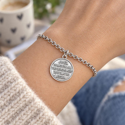 Playful Gratitude Token Charm Bracelet Set – worn / in use
