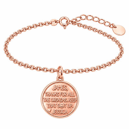 Playful Gratitude Token Charm Bracelet Set – rose gold, front view