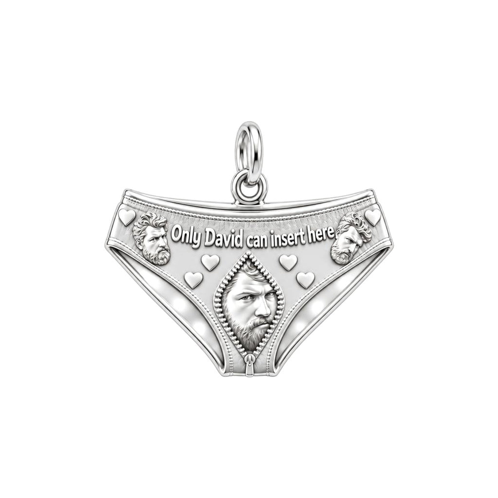 Playful Heart Briefs Charm Bracelet – Personalized Partner Gift – silver plated 3 cm charm, front view