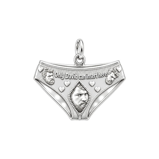 Playful Heart Briefs Charm Bracelet – Personalized Partner Gift – silver plated 3 cm charm, front view