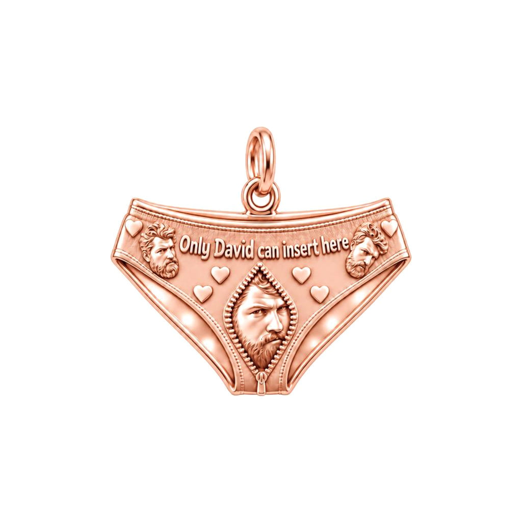 Playful Heart Briefs Charm Bracelet – Personalized Partner Gift – rose gold 3 cm charm, front view