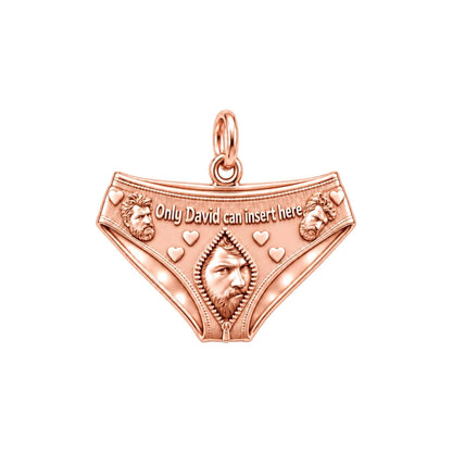 Playful Heart Briefs Charm Bracelet – Personalized Partner Gift – rose gold 3 cm charm, front view