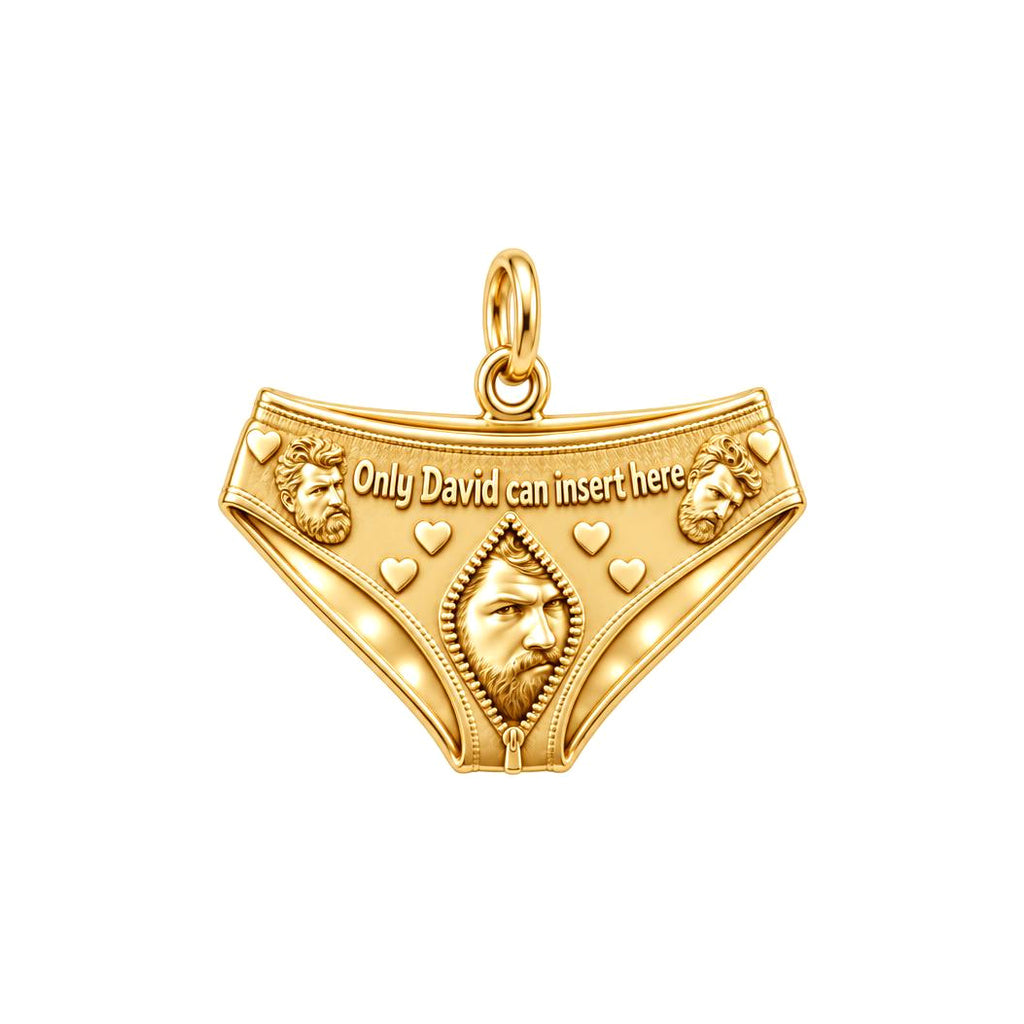 Playful Heart Briefs Charm Bracelet – Personalized Partner Gift – 18K gold plated 3 cm charm, front view