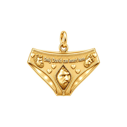 Playful Heart Briefs Charm Bracelet – Personalized Partner Gift – 18K gold plated 3 cm charm, front view
