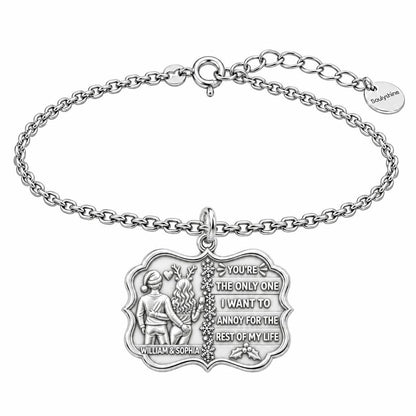 Playful Holiday Couple Charm Bracelet Set – silver, front view