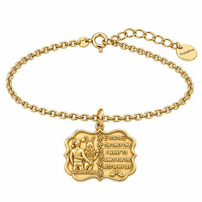 Playful Holiday Couple Charm Bracelet Set – 18K gold, front view