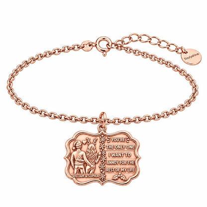 Playful Holiday Couple Charm Bracelet Set – rose gold, front view
