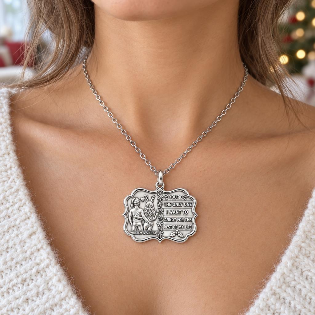Playful Holiday Couple Charm Necklace Set – worn / in use
