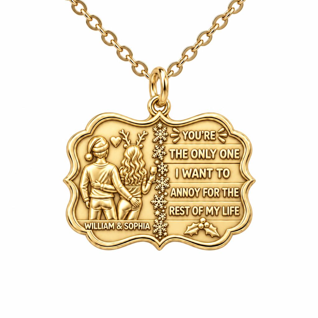 Playful Holiday Couple Charm Necklace Set – 18K gold, front view