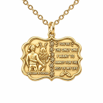 Playful Holiday Couple Charm Necklace Set – 18K gold, front view
