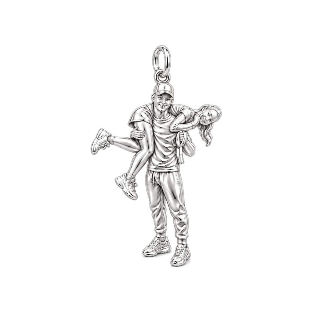 Playful Liftoff Charm Bracelet – Personalized Couple Gift – silver charm, front view