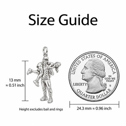 Playful Liftoff Charm Bracelet – Personalized Couple Gift – size guide, 13 mm charm next to a quarter