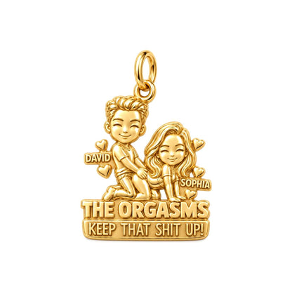 Playful Love Story Charm Bracelet – Personalized Couple Gift – 18K gold plated 3 cm charm, front view