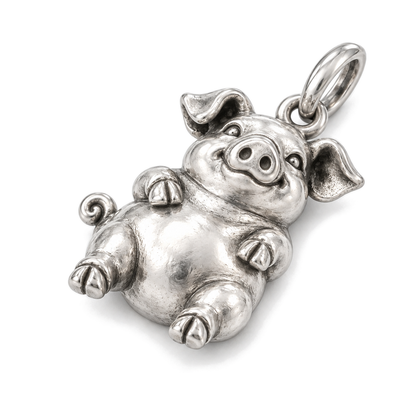 Playful Piglet Charm — Silver Super Macro | charm-topics-remaining-444-2026-09-14 | topic-294