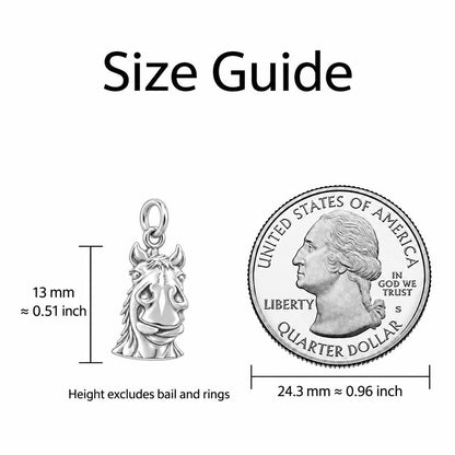 Playful Pony Spirit Charm Bracelet – Personalized Horse Mom Gift – size guide, 13 mm charm next to a quarter