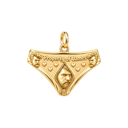 Playful Property Of Charm Bracelet – Personalized Couple Gift – 18K gold plated 3 cm charm, front view
