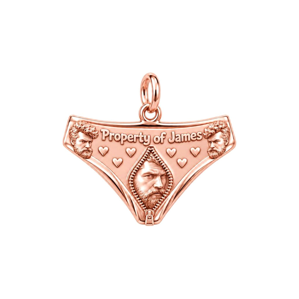Playful Property Of Charm Bracelet – Personalized Couple Gift – rose gold 3 cm charm, front view