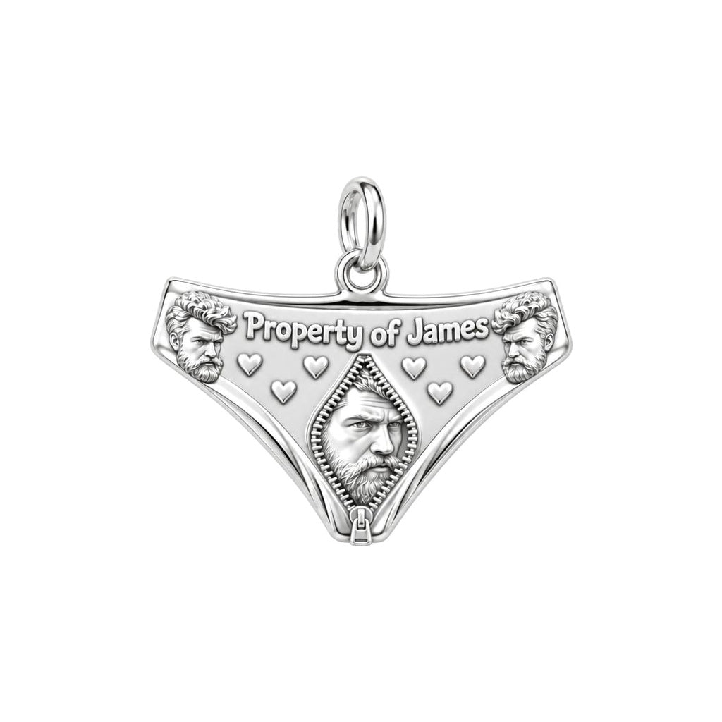 Playful Property Of Charm Bracelet – Personalized Couple Gift – silver plated 3 cm charm, front view