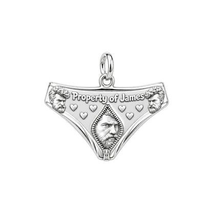 Playful Property Of Charm Bracelet – Personalized Couple Gift – silver plated 3 cm charm, front view