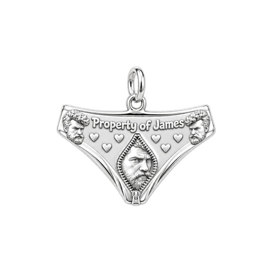 Playful Property Of Charm Bracelet – Personalized Couple Gift – silver plated 3 cm charm, front view