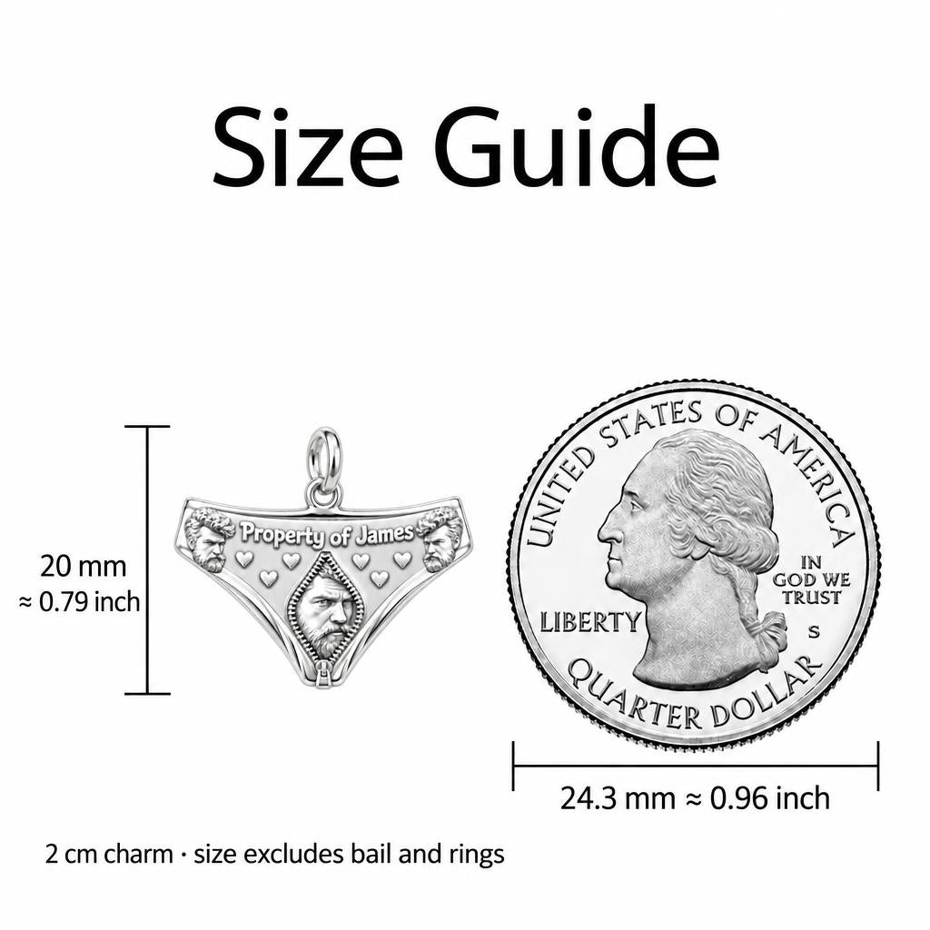 Playful Property Of Charm Bracelet Set – size guide, 13 mm charm next to a quarter