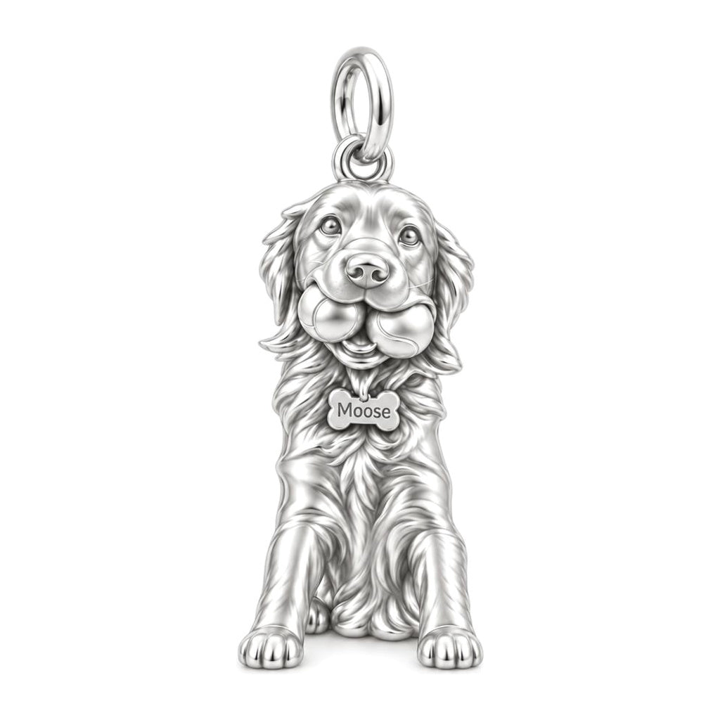 Playful Pup Charm Bracelet – Personalized Dog Mom Gift – silver charm, front view