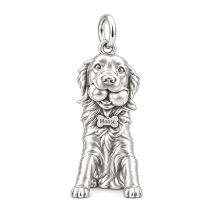 Playful Pup Charm Bracelet – Personalized Dog Mom Gift – silver charm, front view