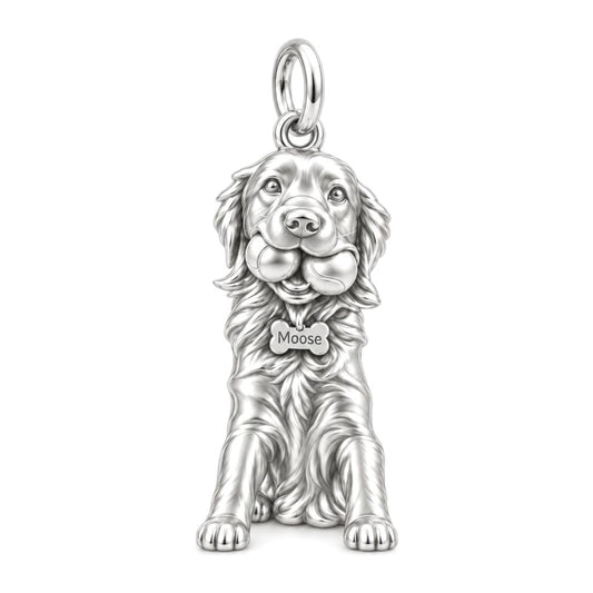 Playful Pup Charm Bracelet – Personalized Dog Mom Gift – silver charm, front view