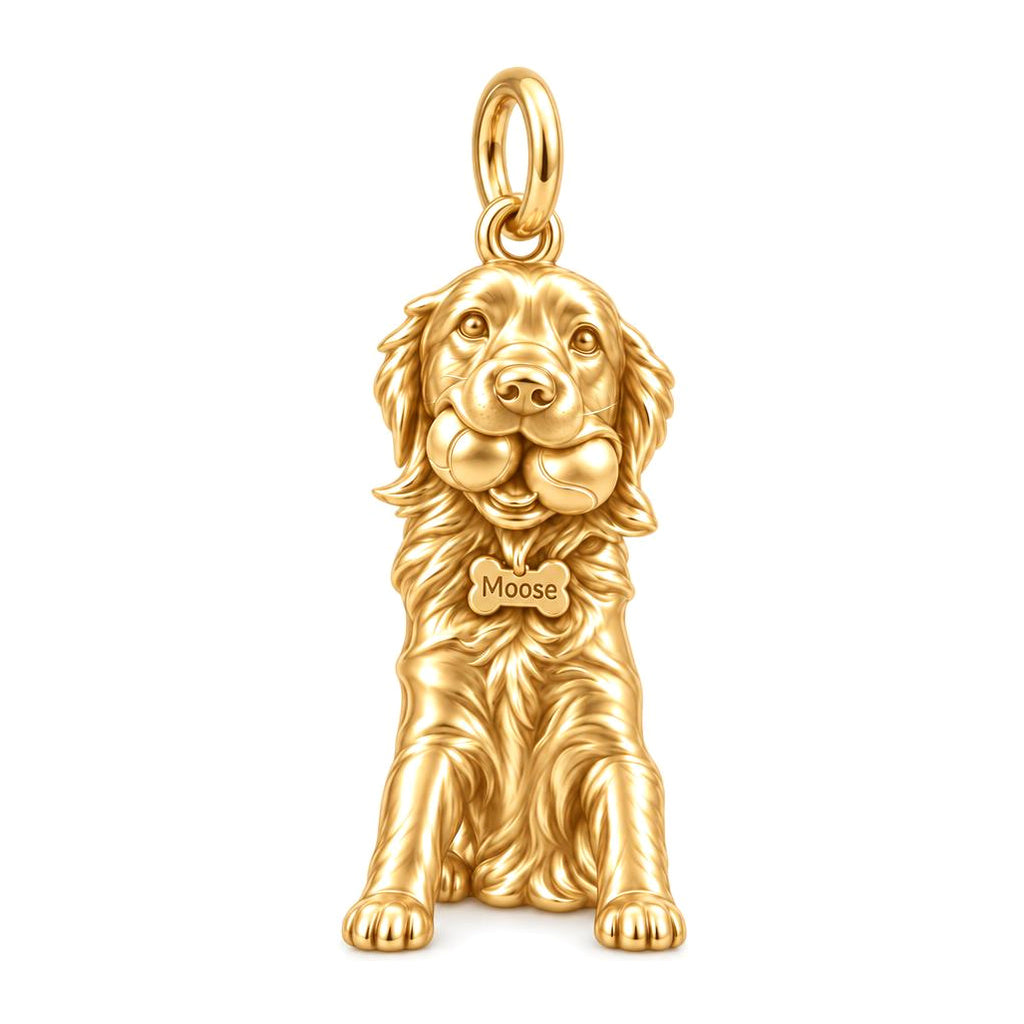 Playful Pup Charm Bracelet – Personalized Dog Mom Gift – 18K gold charm, front view