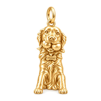 Playful Pup Charm Bracelet – Personalized Dog Mom Gift – 18K gold charm, front view