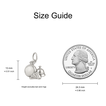 Pocket Watch and Bell Charm — Size Guide — 13 mm body excluding bail and rings — 50-works-silver-20260916-88