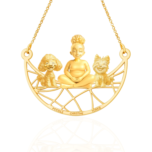 Soulyshine Personalized Girl And Her Pets Necklace - Poodle/Yorkshire