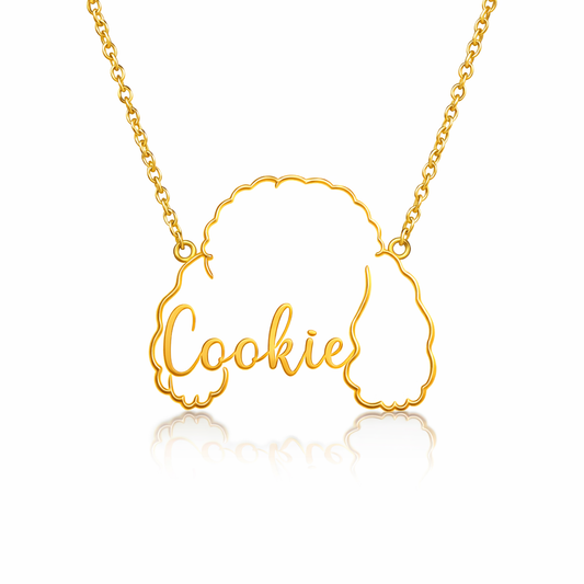 Soulyshine Poodle Whisper of Paws – Personalized Outline Your Pet's Face and Name Necklace